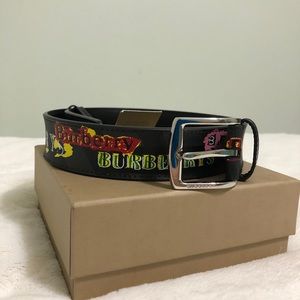 Burberry Tag Print London Check Belt Logo